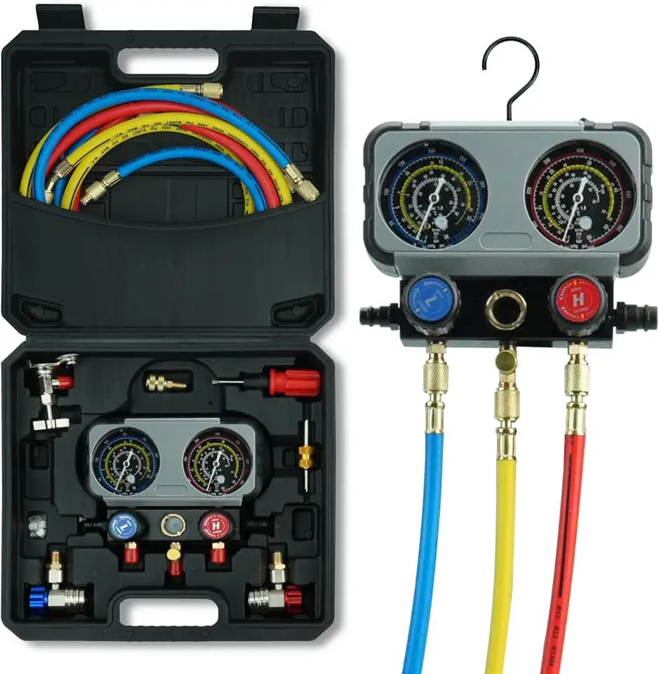 CALPOSE AC Manifold Gauge Set for R134a R410a R32 R22 Refrigerant