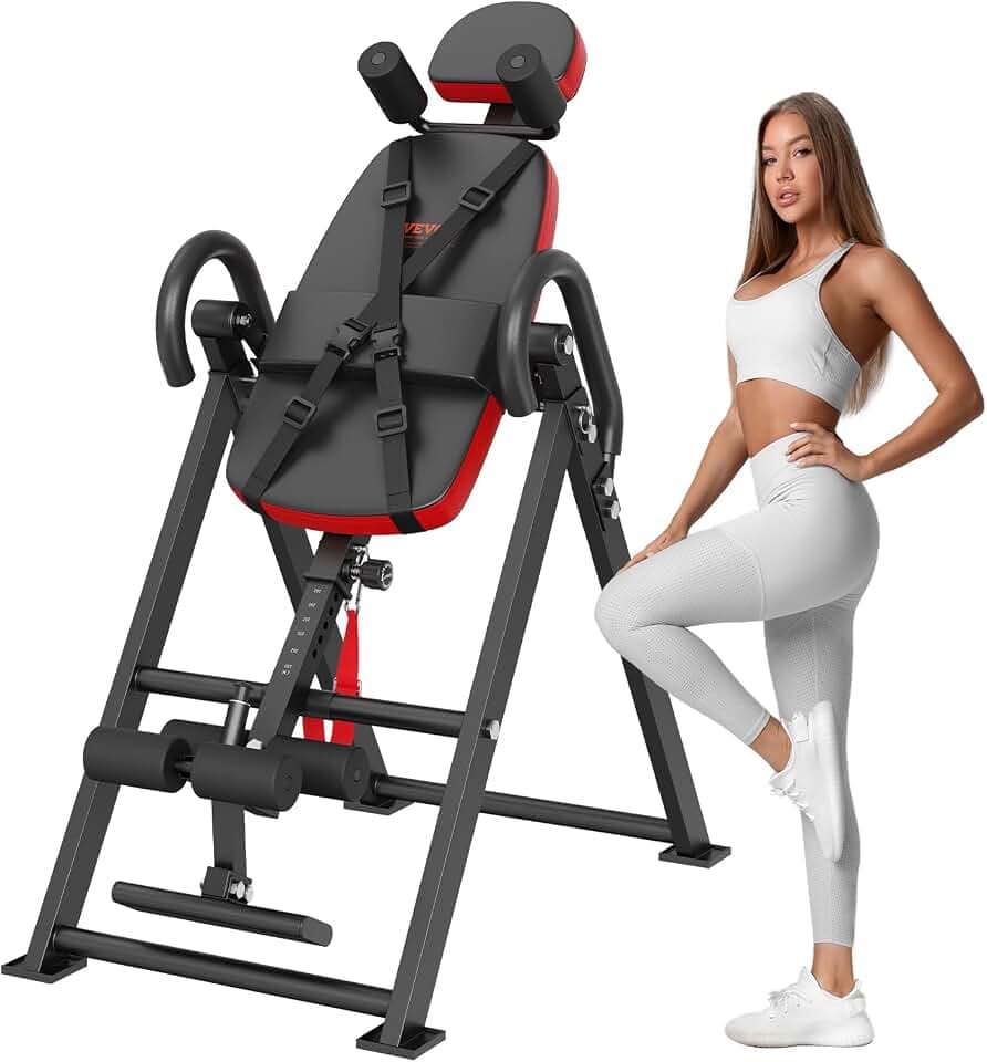 VEVOR Inversion Table, 300 lbs Capacity Heavy Duty Back Inverter Stretcher, Inverted Table with Dual-Roller Locking, Decompression Tables for Shoulders, Neck,