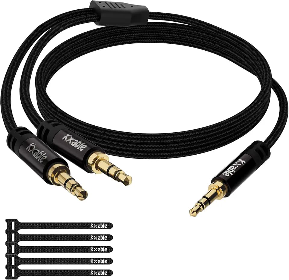 1/8 Inch TRS Stereo Y Splitter Cable 6 FT, 3.5mm Male to 2-Male Y-Splitter