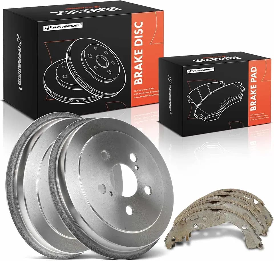 A-Premium Rear Brake Drums and Shoes Set Compatible with Toyota Models