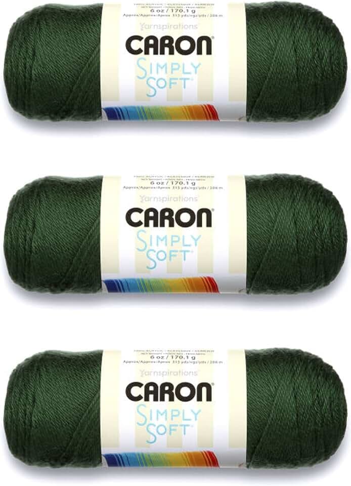 Caron Simply Soft Yarn for Crocheting & Knitting, Dark Sage, 3-Pack
