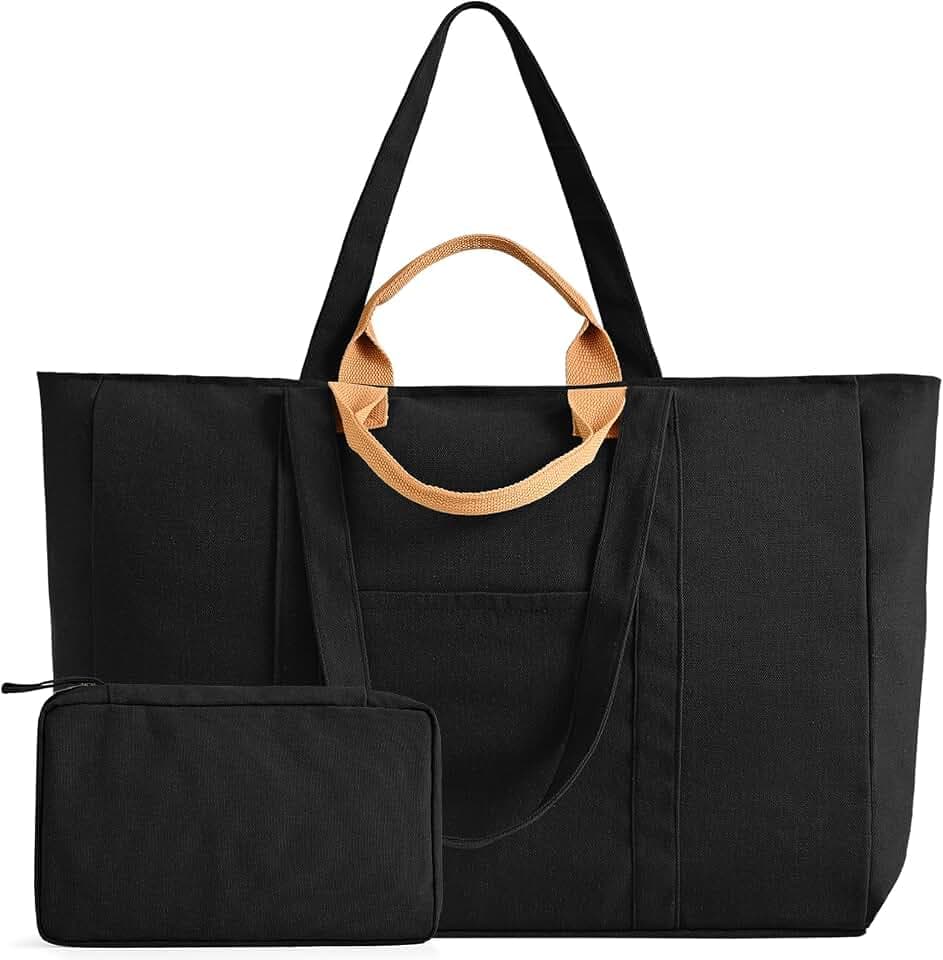 20" 12 Gal Extra Large Canvas Travel Tote Bag with Zipper