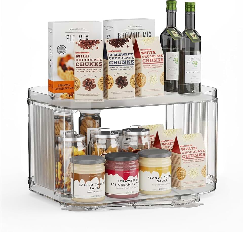 2-Tier Lazy Susan Turntable Organizer for Cabinet/Countertop/Pantry/Bathroom/Coffee Bar, 12.8''Lazy Susan 360°Rotating Storage, Max Weight The Top Holds Up to 26lb (2Pack)