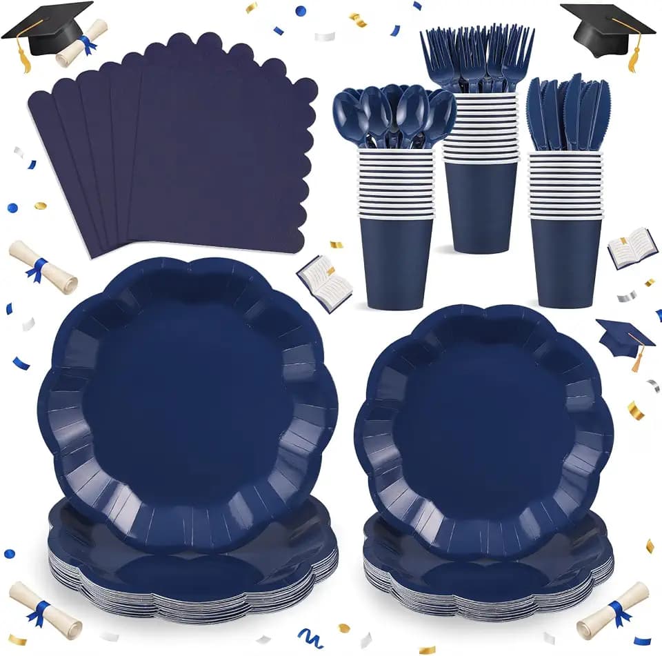 175 Pcs Navy Blue Plates and Napkins Serve Blue Party Supplies 25 Guest