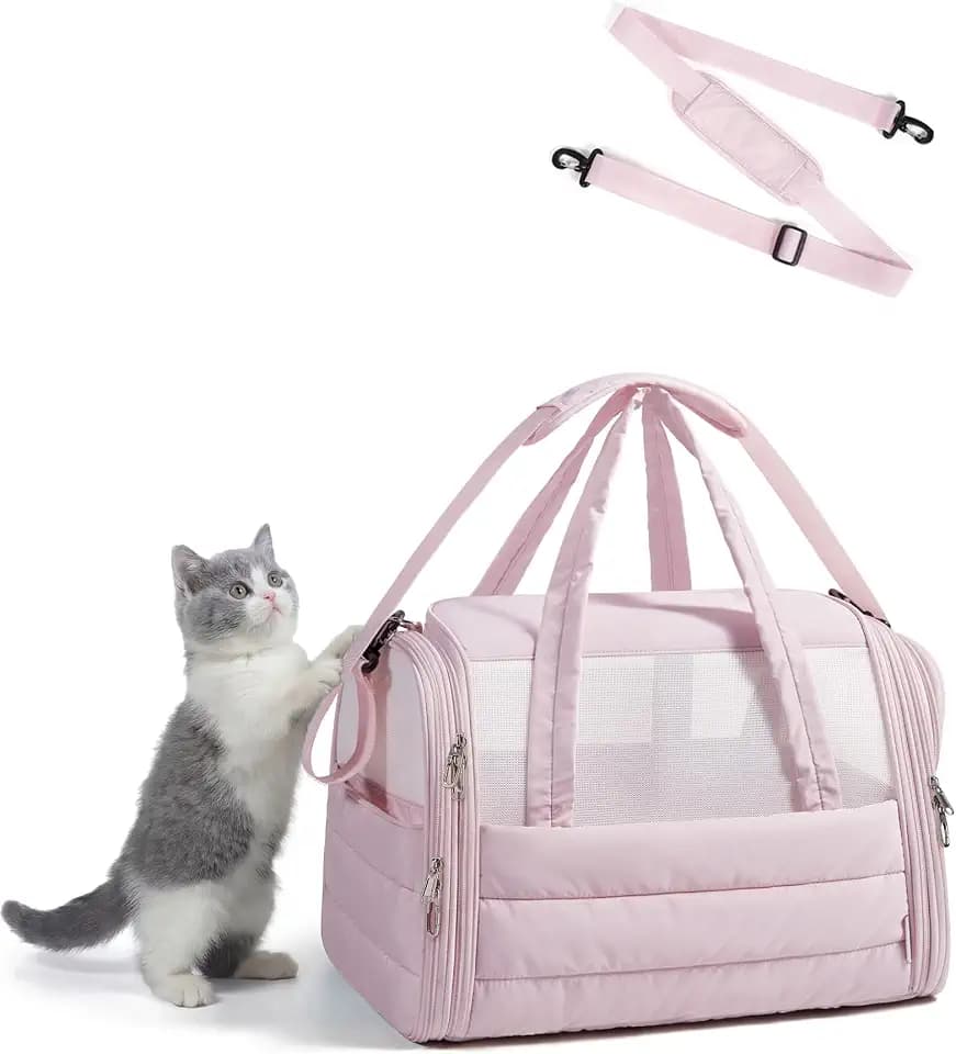 BAGSMART Cat Carrier Soft-Sided Puffy Quilted Collapsible Pet Travel Bag