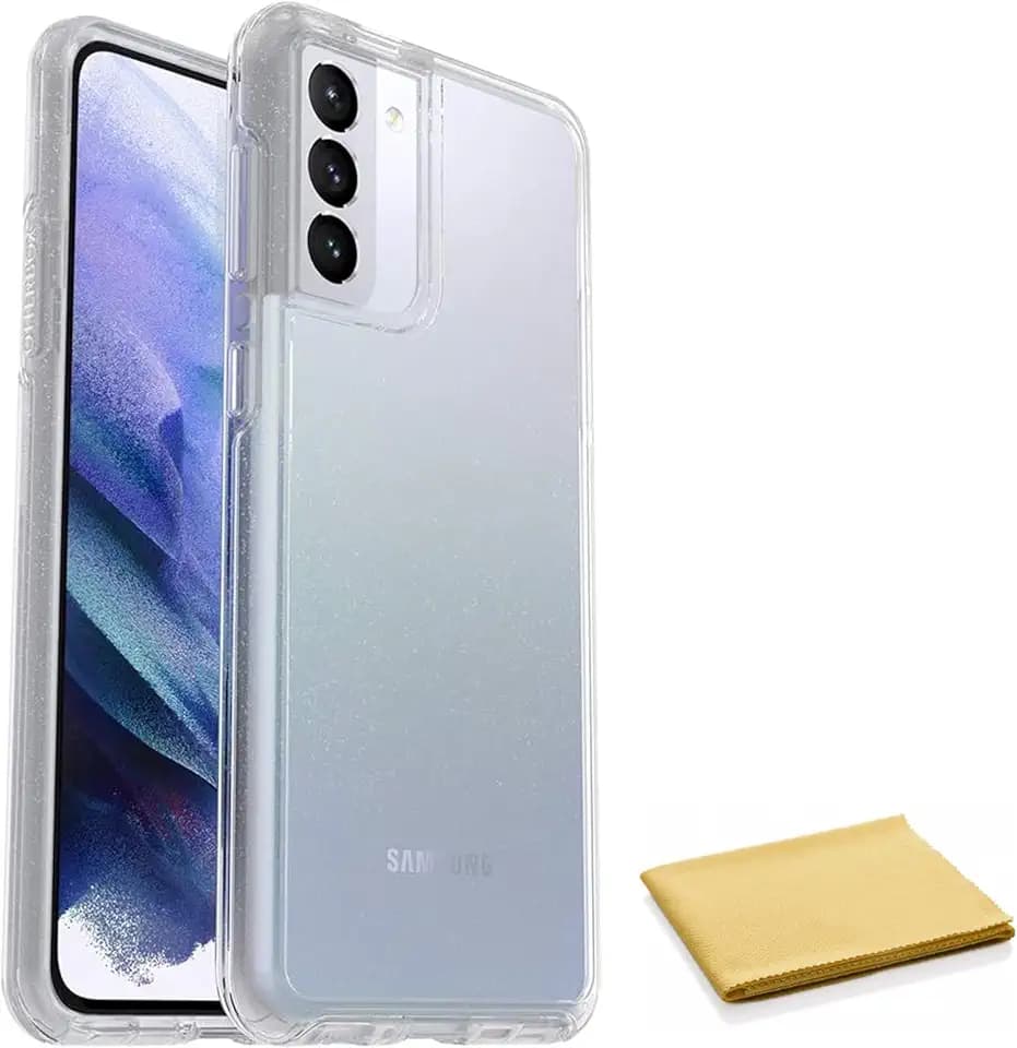 OtterBox Symmetry Series Case for Samsung Galaxy S21 Plus 5G with Cleaning Cloth - Non-Retail Packaging - Stardust, Clear