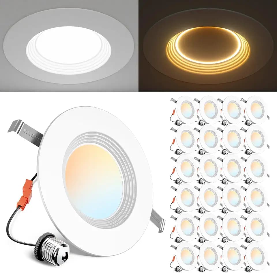 Ensenior 24 Pack 5/6 Inch 5CCT LED Recessed Lighting with Night Light