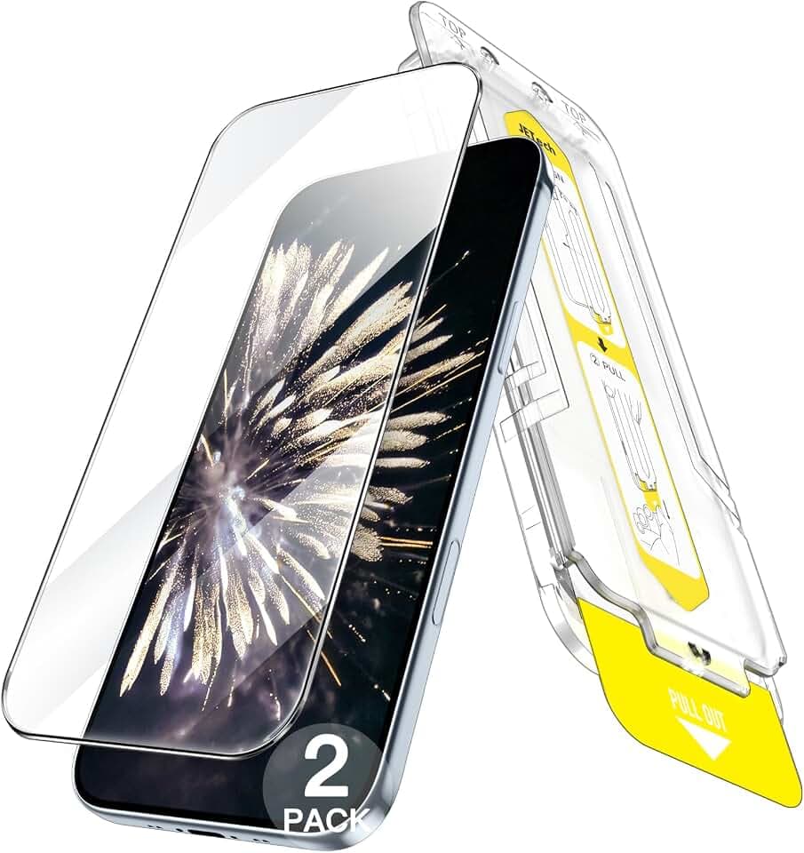 JETech Schutzfolie für iPhone Air, 2 Stück | 10-Sekunden Ein-Schritt-Installation, Anti-Fingerabdruck, HD Klar Gehärtetes Glas Displayschutzfolie, Hüllenkompatibel
