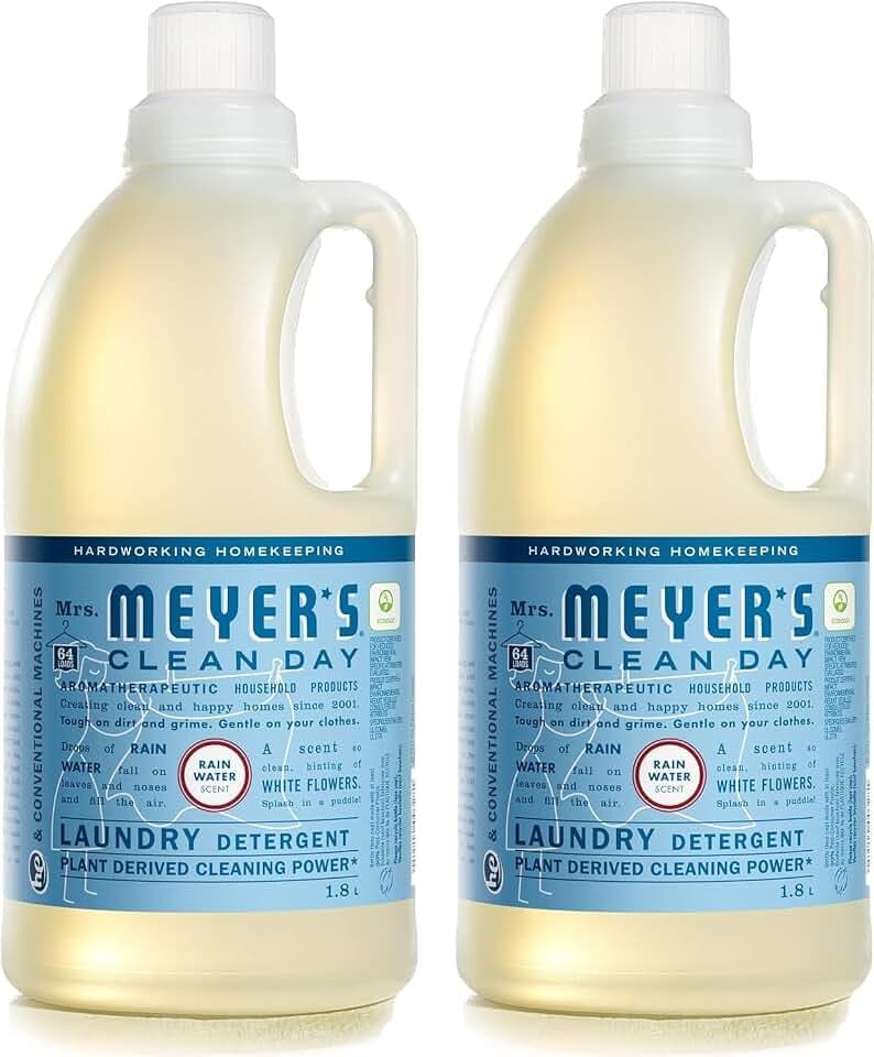 MRS. MEYER'S CLEAN DAY Laundry Detergent, Rain Water, 64 fl oz, 2 Pack