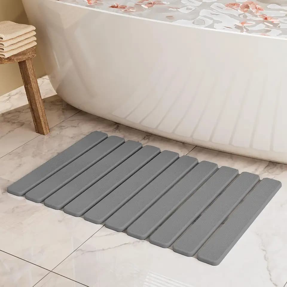 Foldable Stone Bath Mat, Diatomaceous Earth Stone Drying Mats for Bathroom