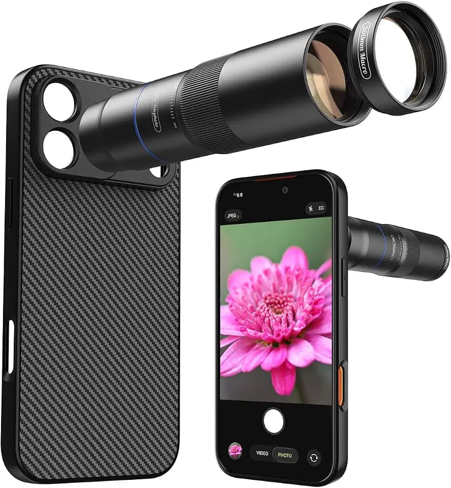 MIAO LAB 10X Telephoto + 200mm Macro Lens for iPhone 17 Pro Max, 2-in-1 Telephoto & Macro with 17mm Thread Interface & Dedicated Case – Perfect for Concerts, Travel, and Outdoor Exploration