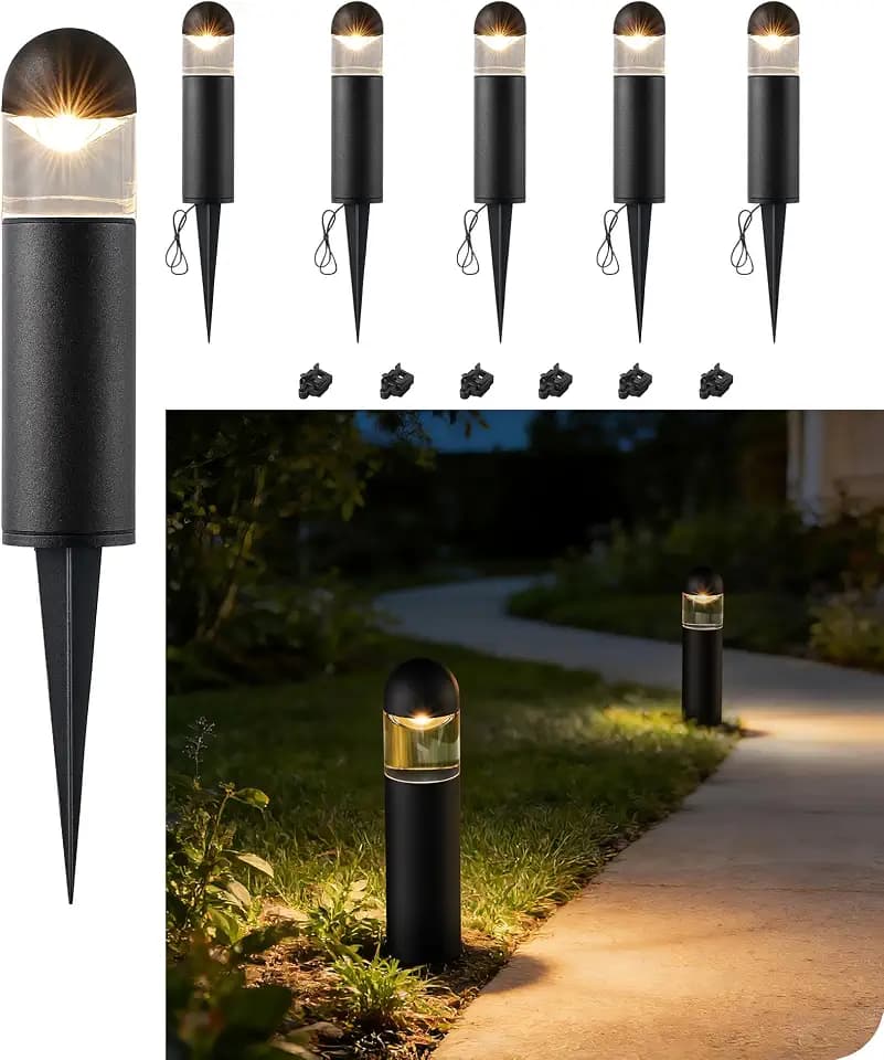 EDISHINE Low Voltage Landscape Lighting Glass Aluminum 6 Pack