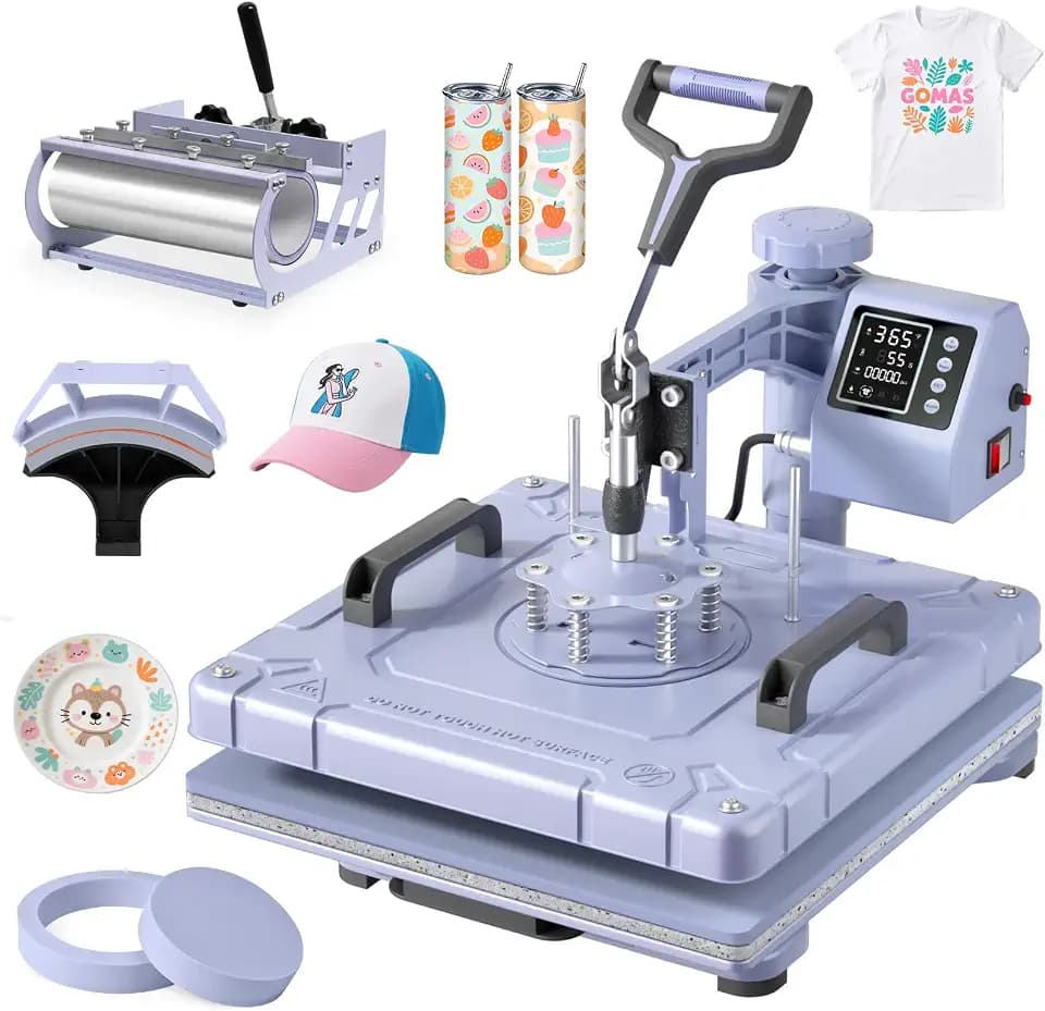Slendor 15x15 Inch 5 in 1 Swing Away Heat Press Machine for T Shirts
