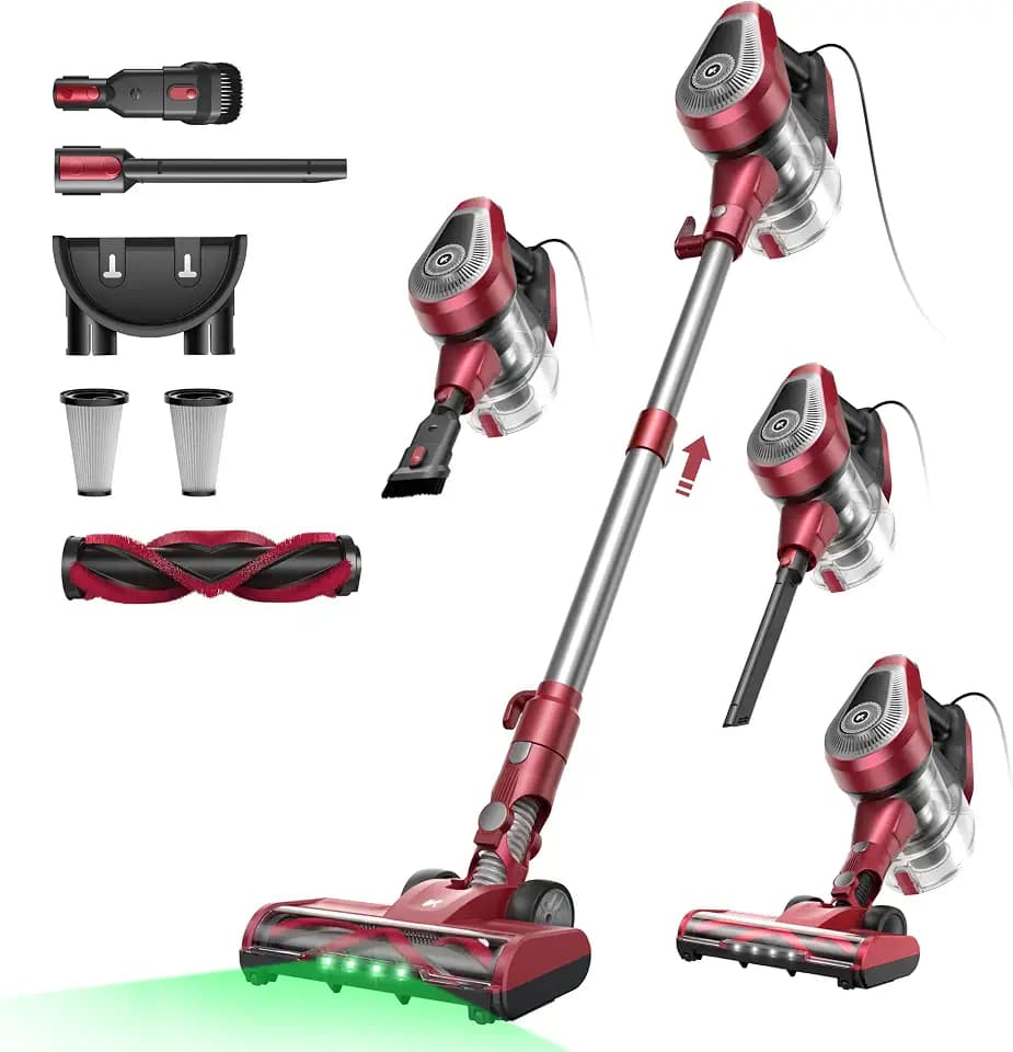 Vexilar C8 Staubsauger mit Kabel, 60KPa/600W Staubsauger Beutellos, 1,5L, 7M Kabel, Selbststehend, Anti-Tangle-Bürste für Tierhaare/Teppiche/Hartböden