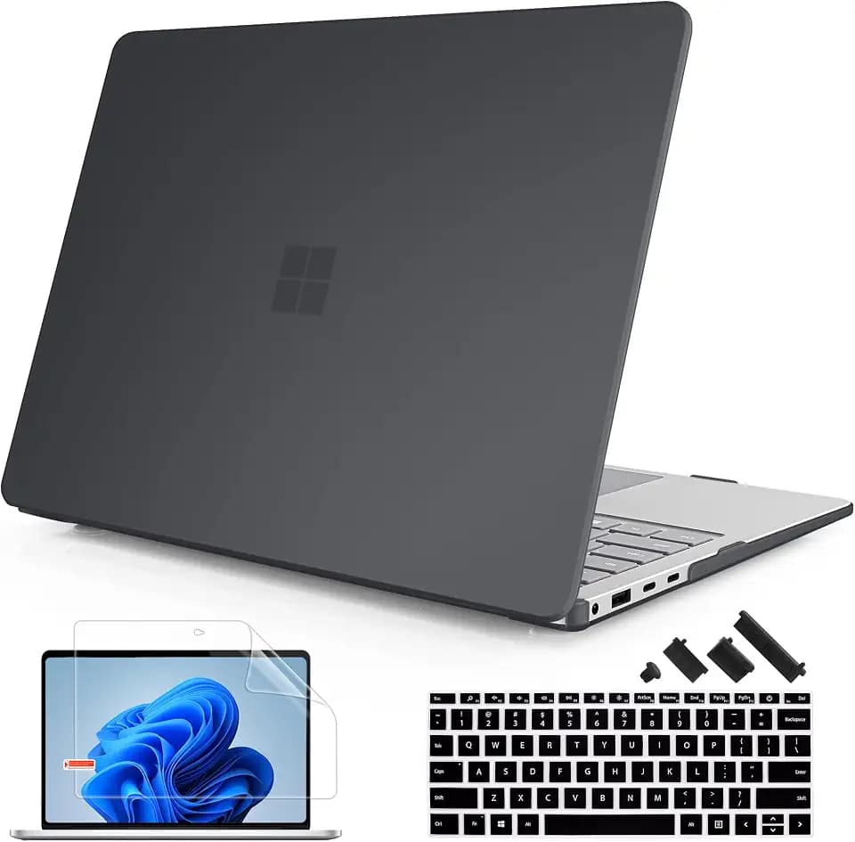Mektron Matte Case for 13.8" Microsoft Surface Laptop 8 2026 Fits Surface Laptop 13.8 Inch 7 2024 Cover (Model: 2036),Keyboard Cover +Screen Protector +Dust Plugs, Matte Black