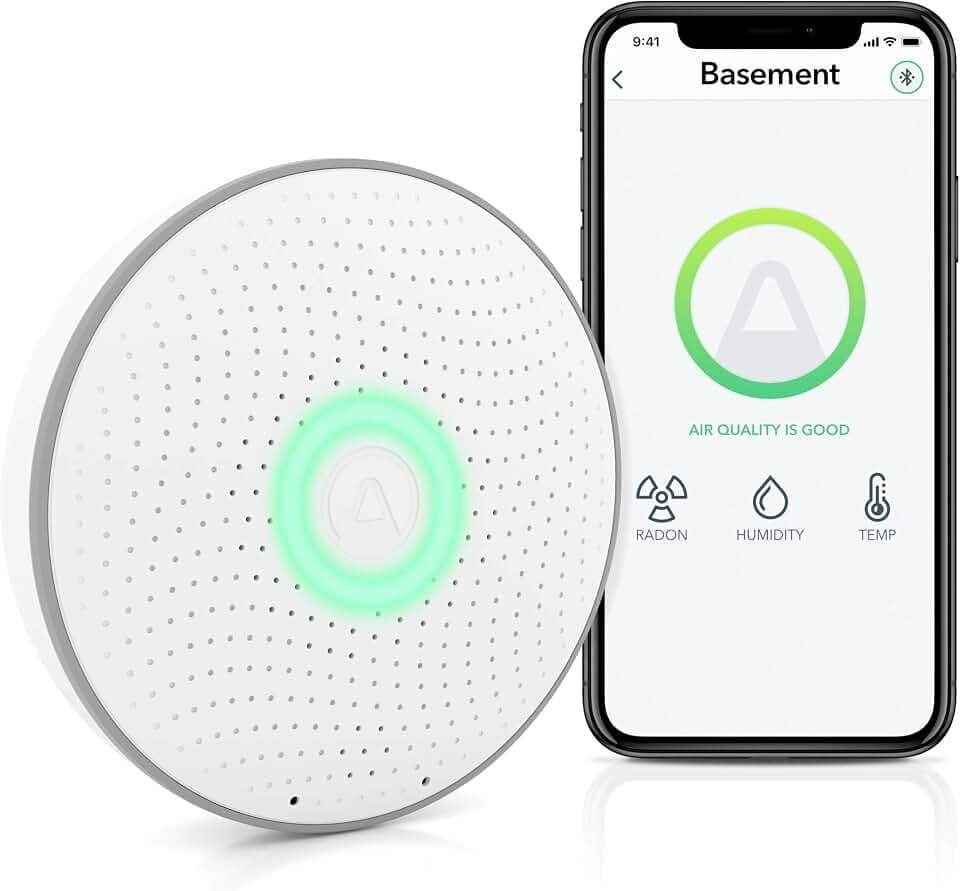 Airthings Wave Radon Smart Radon Detektor mit gratis App, batteriebetrieben, keine Laborgebühren einfach zu bedienen