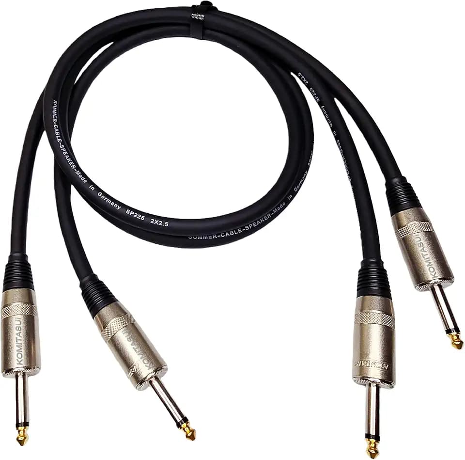 Professional Speaker Cables 1/4" to 1/4" TS Speaker Cords - 3 Foot 12 Gauge AWG DJ/PA/Bass/Guitar Amp Patch Speaker Cables - 2 Pack