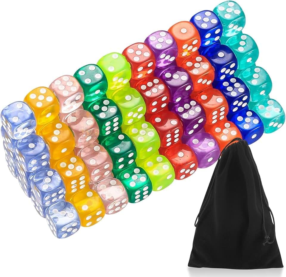 100 Stück Würfel Set, 6 Seitige Würfel Bunt Set, 14mm Spielwürfel Bunt, Würfelspiele Tischspiele, Mehrfarben Sechsseitiger Würfel Set, 10 Farben