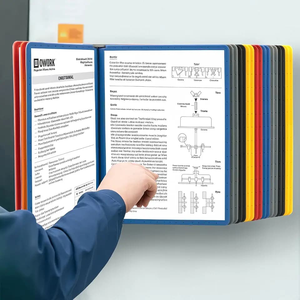 QWORK® Wand Sichttafelsystem - 20X Sichttafeln A4 - Mehrfarbig Dokumentenhalter für Messehallen, Restaurants, Büros, öffentliche Plätze