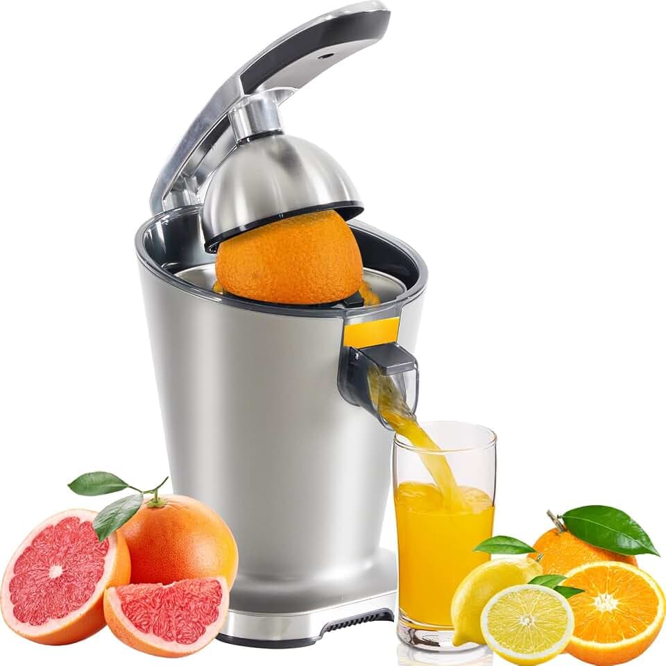 OLIXIS Electric Citrus Juicer, Automatic Orange Juicer Machine & Lemon Squeezer with One-Touch Operation, High Juice Yield and Easy to Clean Juice Maker for Home & Kitchen Use, Silver