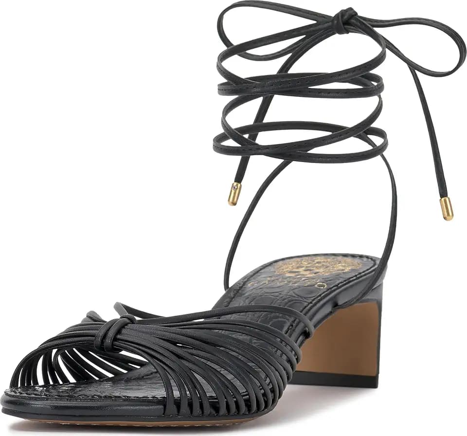 Vince Camuto Lory Ankle Wrap Kitten Heel Sandals