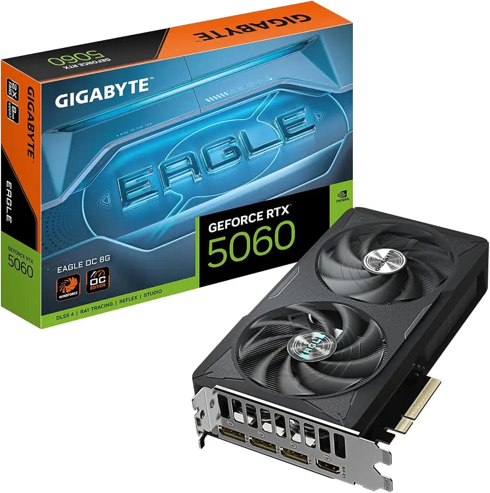 Gigabyte GeForce RTX 5060 Eagle OC 8G Grafikkarte - 8GB GDDR7, 128bit, PCI-E 5.0, 2550 MHz Kerntakt, 3 x DisplayPort, 1 x HDMI, GV-N5060EAGLE OC-8GD