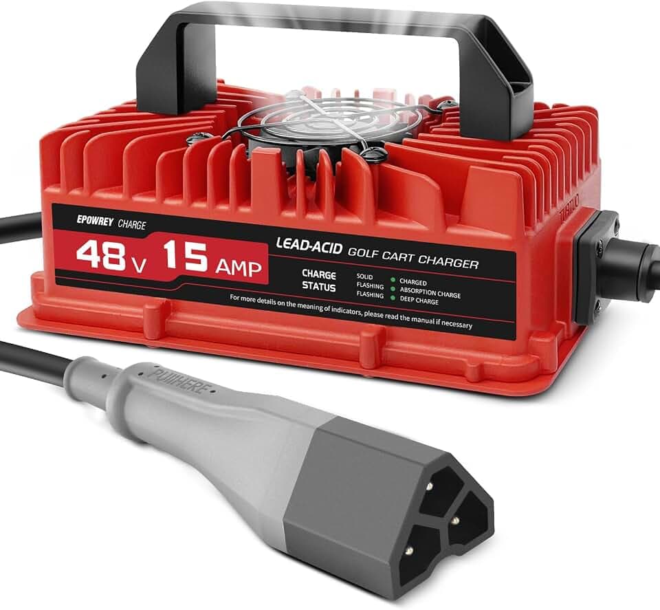 EPOWREY 15 AMP Golf Cart Charger for 48 Volt EZGO RXV & TXT