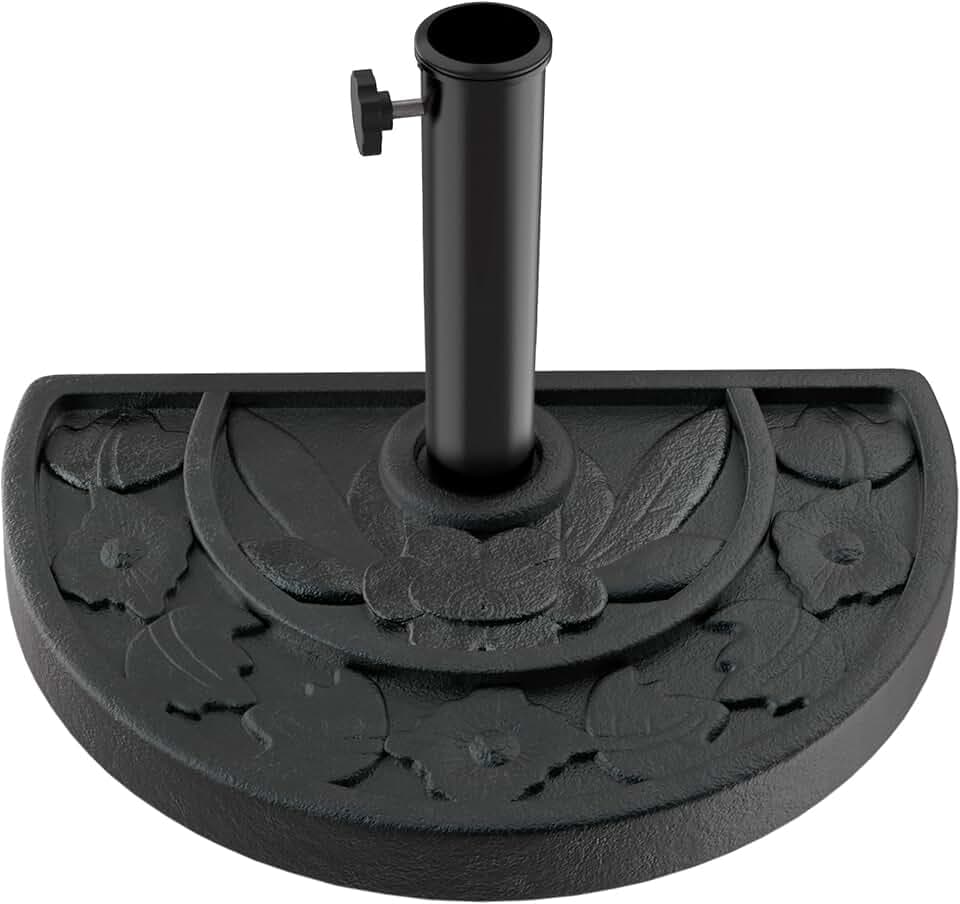 Pure Garden Half Round Umbrella Base, Black, 20lb