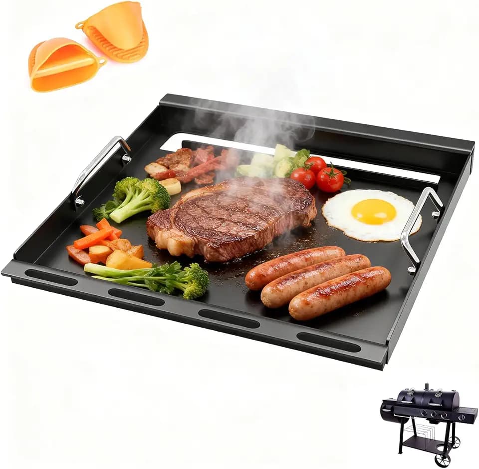 Full Size Griddle Insert Replacement Part for Oklahoma Joes Longhorn Smoker Grill 15202029 16202046 1767150, Non-stick Flat Top Cooking Griddle for Chargriller 5050 5650 3008, Carbon Steel