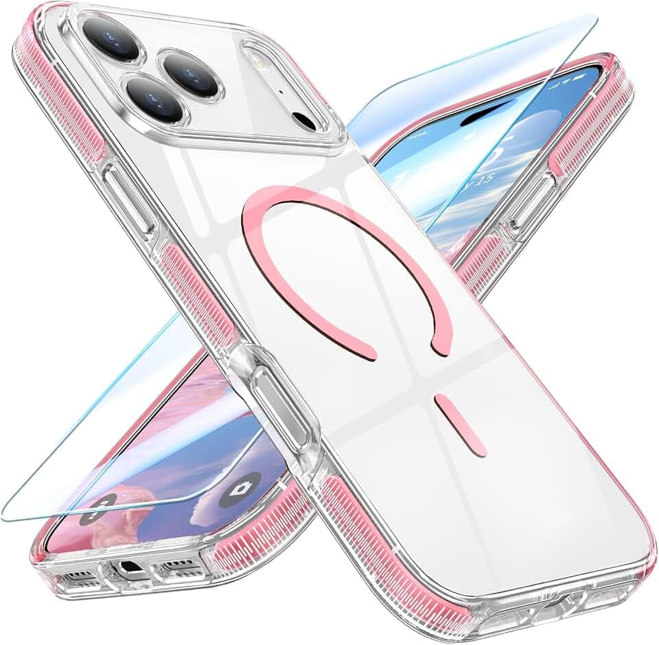 MATEPROX Magnetic Clear Compatible with iPhone 17/18 Pro Max Case-Pink