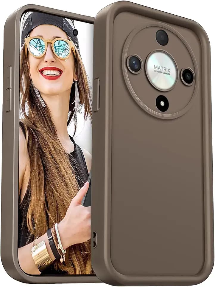 Hülle für Honor Magic 6 Lite 5G / Magic6 Lite 5G Handyhülle - Silikon Schutzhülle Stoßfest Kameraschutz Camera Protection Case Weiche TPU Bumper Cover, Braun