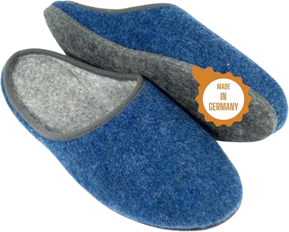 Pantoffelmann Filzpantoffeln mit Filzsohle I Rot / Grau / Navy I Größen 36–48 I Atmungsaktive & bequeme Filzhausschuhe für Damen & Herren I Stilvolle & warme Hausschuhe