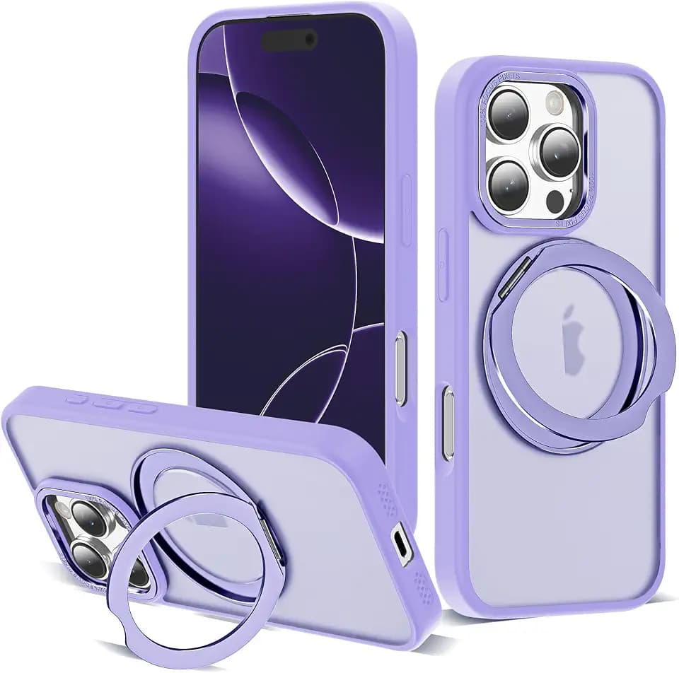 for iPhone 16 Pro Case with 360° Spin Magnetic Stand,Purple