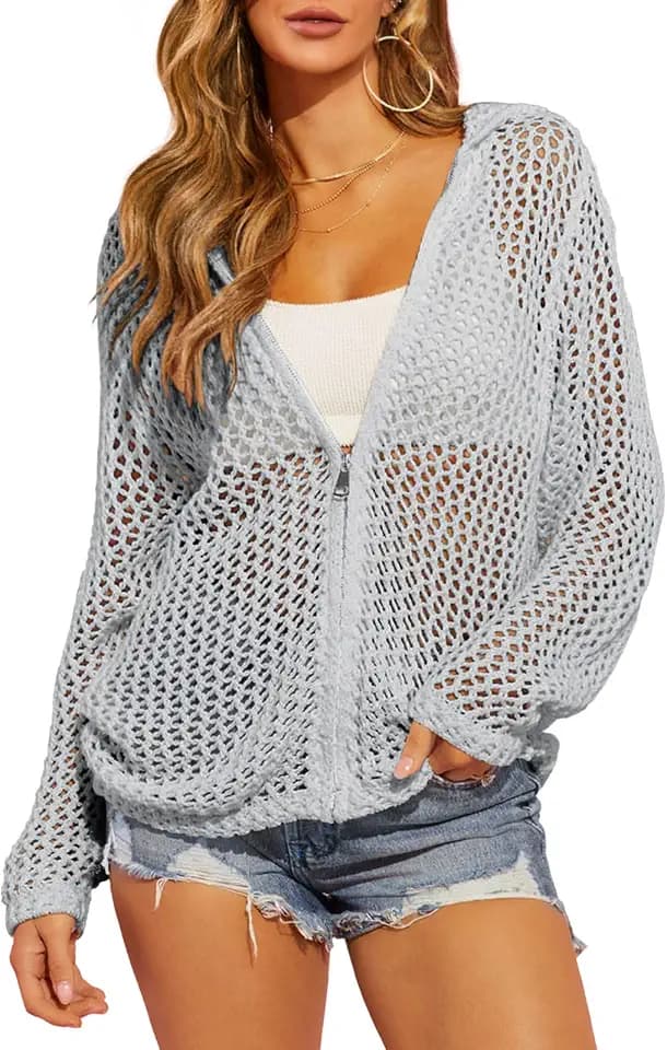 Saodimallsu Womens Crochet Lightweight Cardigans Sweaters
