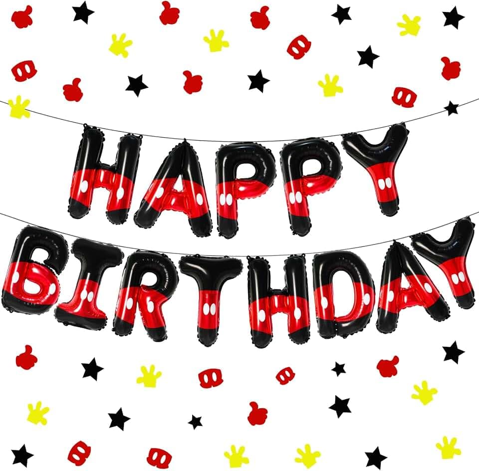 Cartoon Mouse Theme Happy Birthday Banner Letter Balloons Party Decorations Supplies for Boys