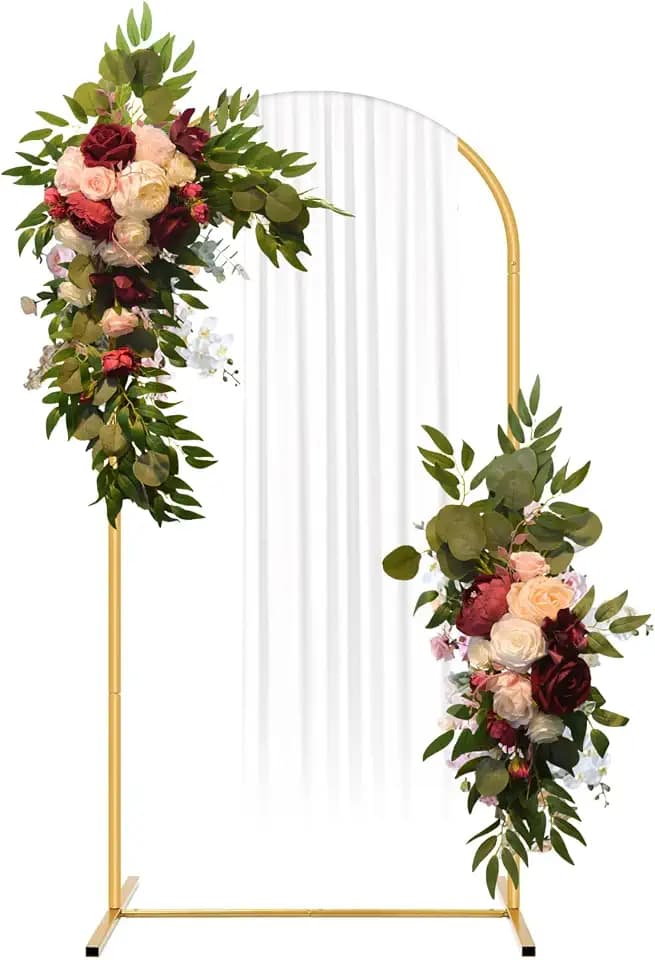 Wedding Arch Backdrop Stand,Gold Metal Arched Backdrop Frame for Birthday Party Wedding Ceremony Baby Shower Graduation Decoration Garden Floral Balloon Arch Decoration (7.2*4 Feet)