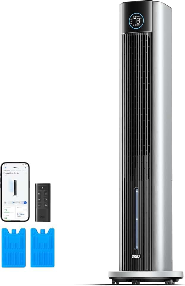 DREO Evaporative Air Swamp Cooler, 43" Cooling Fans that Blow Cold Air