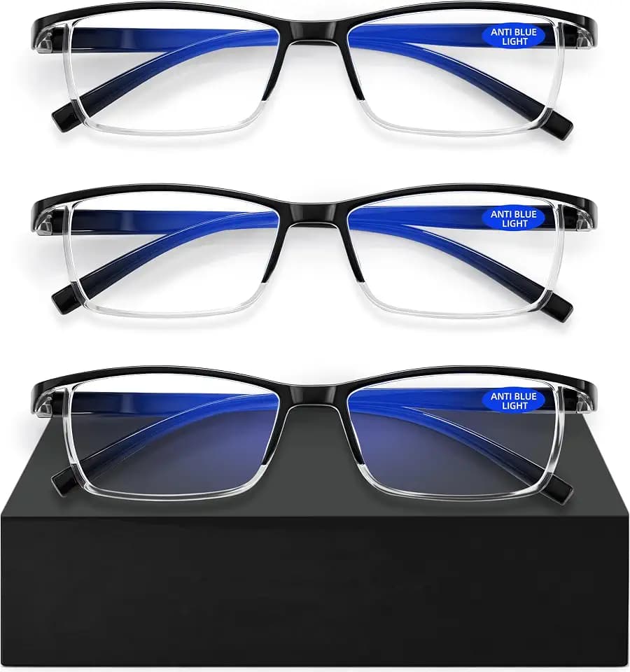 Reading Glasses for Men, Spring Hinge Readers with Blue Light Blocking Lightweight Comfortable