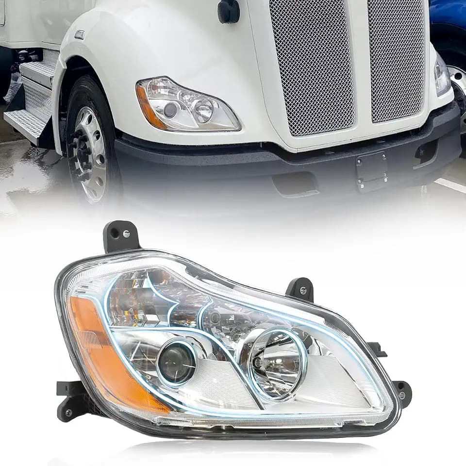 aostirmotor Right Headlight Fit for 2013-2021 Kenworth T680 (Chrome)