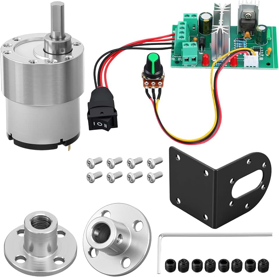 Copkim 12V DC Geared Motor Kit, 600rpm