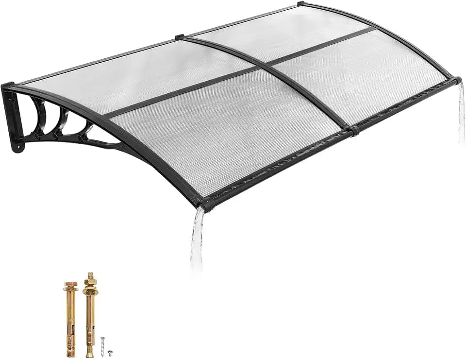 VEVOR Awnings for Door Entrance, 38" x 78" Window Door Awning Canopy Exterior with Drainage & ABS Bracket, Polycarbonate Cover Patio Door Awnings for Sun, UV, Rain, Snow Protection（Clear）