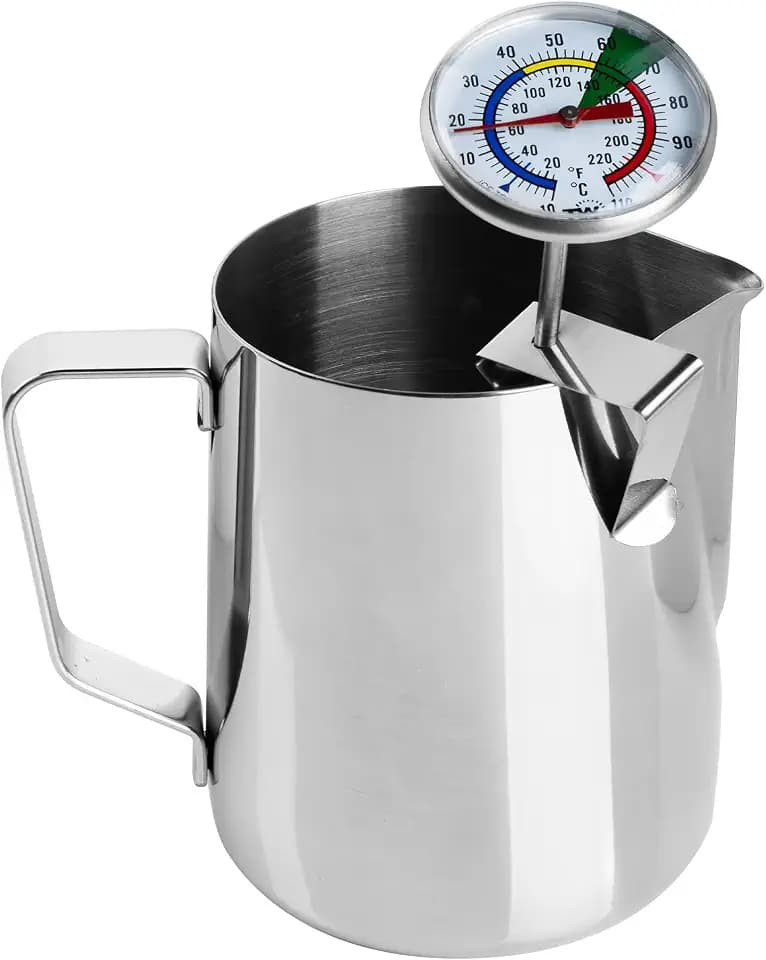 Milchthermometer und 600-ml-Milchkännchen für perfekten Barista-Kaffee, ideal für Milchkaffee, Cappuccino-Schaum