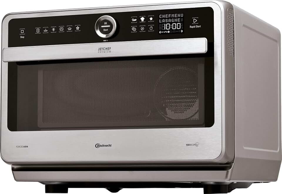 Bauknecht Jet Chef MW 179 IN Edelstahl 5in1-Multifunktionsmikrowelle/ 1000 W/ 33 L Garraum/Heißluft 1500 Watt/ Quartz Grill 1200 W/DualCrisp/ Dampfgaren/Schmelz- und Schnellauftau-Funktion