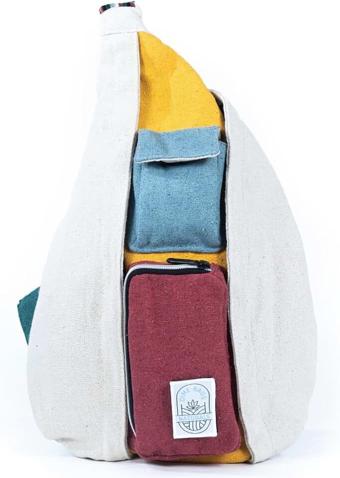 DIME BAGS 100% Nepali Hemp Crossbody Sling Bag, Roomy Multi-Pocket Design with Adjustable Strap for Daily Use & Travel Seeker
