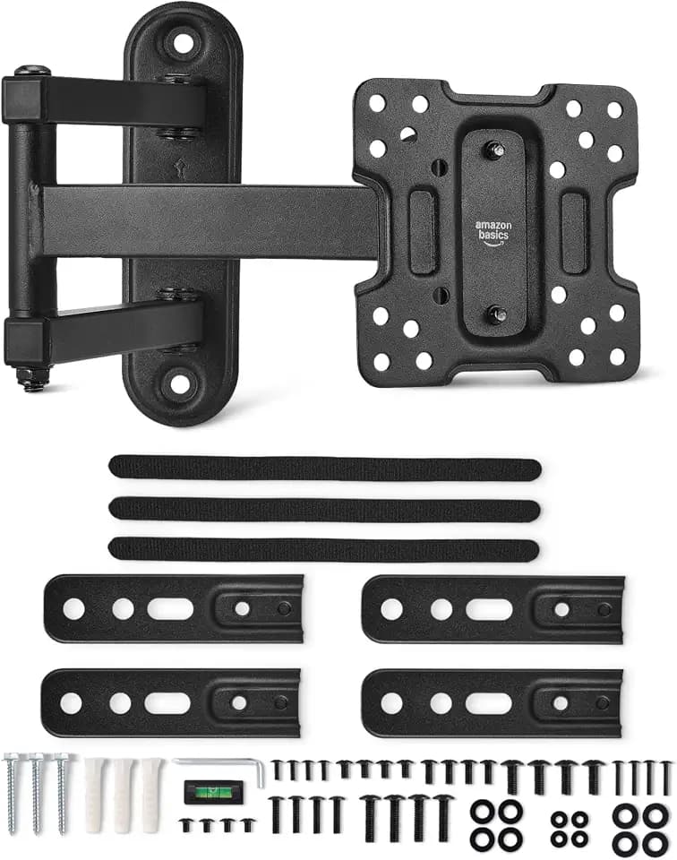 Amazon Basics Full Motion TV Wall Mount Bracket (Swivel & Tilt, Leveling) 12"–40" TVs, VESA Up to 200x200 mm (7.9"x7.9"), Black