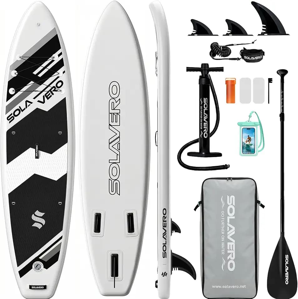 SOLAVERO 10'6"/11’×33” Inflatable Stand Up Paddle Board Supports 450/500LB