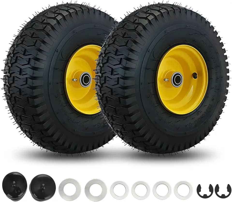 BDELI 2PCS 15" x 6.00-6" Front Lawn Mower Tire & Wheel Assemblies
