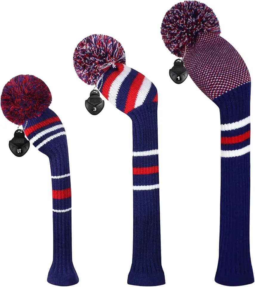 Scott Edward Knit Golf Head Covers for Woods Set of 3 Fits Well Driver(460cc) Fairway Wood and Hybrid(UT) The Perfect Change for Golf Bag