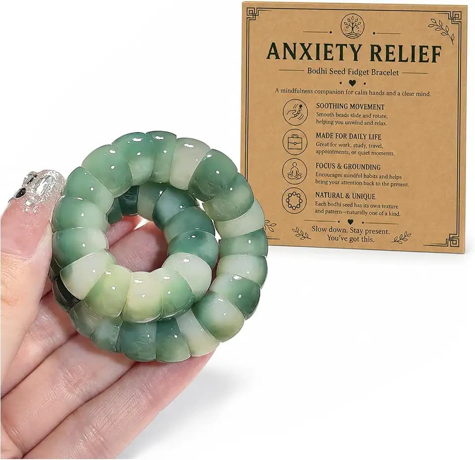 Fidget Bracelet Fidget Adults Anxiety Relief Items Bodhi Beads Jewelry Stretch Sensory Beaded Bracelets for Women Men Christmas Stocking Stuffers