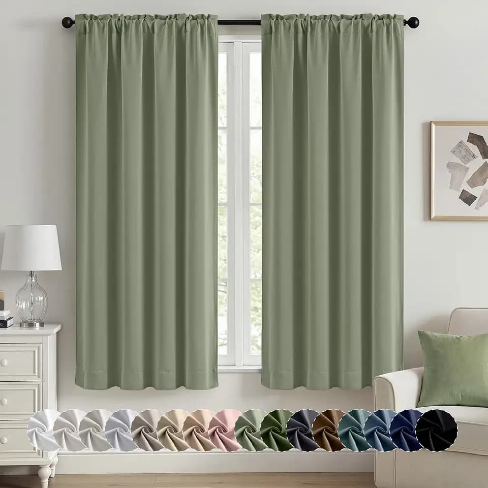 MIULEE Sage Green Blackout Curtains for Bedroom Living Room 40"x63" 2 Panel
